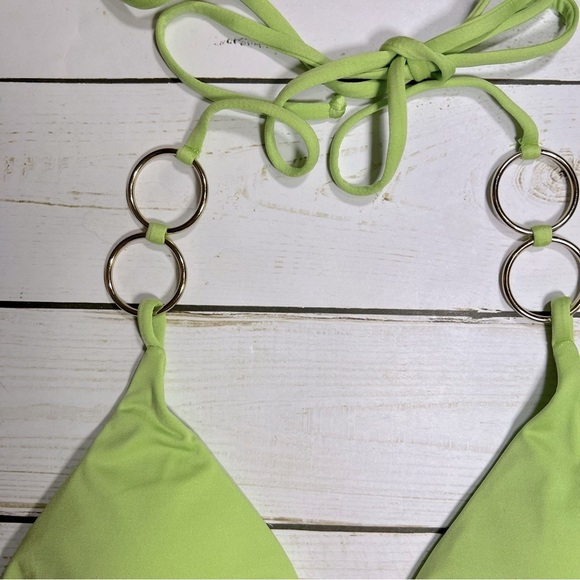 Monica Hansen Urban Outfitters Iconic Strappy O Ring Triangle Bikini Top Green L - Picture 9 of 13